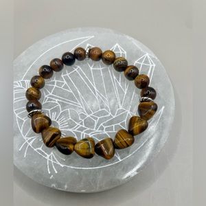 Indian agate heart tiger eye & golden tiger eye beaded 8mm bracelet 3/5$ each